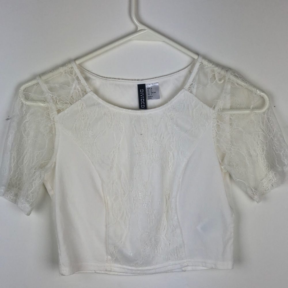 H&M White Lace Crop Top